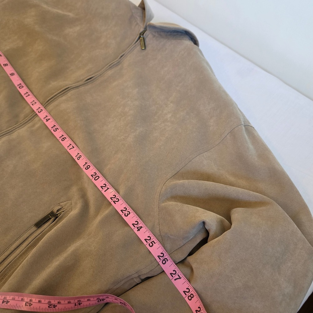 Weatherproof Mens Tan Microfiber Faux Suede Full Zip Bomber Jacket Large - Picture 6 of 16